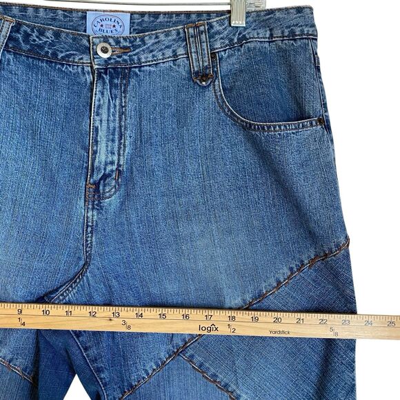Vintage Carolina Blues Wide Leg Jeans Women’s 18 Stitched Cropped Boho Hippie - Picture 6 of 11